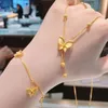 Moda Real 24k Pure Gold Color Butterfly Pingente Bracelelet para mulheres Bracelets de jóias finas do Bracelets de 45cm para mulheres 240429