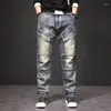 Mäns jeansbyxor med fickor för män last raka manliga cowboybyxor grunge y2k 2024 mode trend denim 90s streetwear soft xs