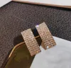 Gestüt 14k Gelbgold Diamantohrringe für Frauen Square Rock Pary Office Club Luxus Fashion Fine Juwelry9617536