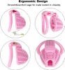 Mannelijke kuisheid Device Cock Cage - Verbeterde super kleine lichtgewicht roze harskuiskooi kooi met 4 verschillende maten verwijderbare plastic ringen 2 sleutels, seksspeeltjes voor
