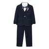 Abitaggio per bambini adolescenti Boy Gentleman Suit per piccolo vestito da giro per giletmot Fotografia abito per esibizione per esibizione per pianoforte (camicia + giacca + gilet + pantaloni + papillon + spilla)