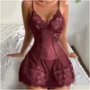 Dames slaapkleding één stuk dicht bij elkaar passende kleding transparant kant y v-neck backless kruis open lingerie mini short drop levering appa otsta