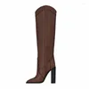 Boots Fashion Casual Women's Automn Winter Leather High Heel Femme Chaussures Modèle Modèle Kenn-High Spir-On Long