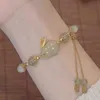 Ketting nieuwe Chinese stijl jade konijn veiligheidslot armband imitatie hotan jade armband dames luxe kleine nummer verstelbare sieraden