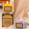 Candles Candy Color Fragrance Candle Fragrance Environment Glass Square Cup Bedroom Household Decoration Small and Fresh d240429