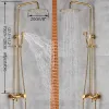 Set gouden Poolse badkamer regendouche kraan bad douchemixer kraan 8 "regenvaldouche douche set systeem badkuip kraan muur gemonteerd