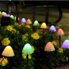 Decorazioni Luci solari a corda di funghi prato da prato da fata lampade solari a LED per esterno per patio per giardino percorso paesaggistico