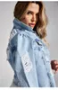 Femme d'automne à manches longues Ripped Courte en jean Jacket Fashion Hipster Jeans Coat Street Casual Female Vêtements Sxl 240426