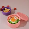 Bols Fruit Ensemble avec couvercle Boîte à glaçage frais Picnic Kids Dish Bowl pour les repas École isolée pour le déjeuner Soup Conteneurs