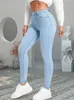 Frauen dehnen Skinny Jeans Lady Slim Fit Bleistift Jeans Girls Leggings gerade Bein Denimhose blau grau schwarze sexy lange Hosen 240419
