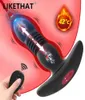 Sex Toy Massager Telescopische dildo vibrator Verwarming Prostaatstimulator Mannelijke kont Anal plug anus Remote Control speelgoed voor volwassen mannen 4402617