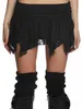 Röcke Womens Y2K Spitze Minirock niedrig startschichtige falten saum schwarze schicke minirockshorts märchen märchen ski street assl2429