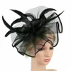 Breite Krempe Hüte Bucket Hats Top -Grade Frauen große Blumen Faszinator Haare Clip Federn Hochzeit Royal Ascot Race Accessoires Stirnbänder für Frauen Y240426