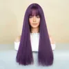 Wigs Synthetic Park Yun Long Straight Purple Wig with Bangs Natural Synthetic Hair adapté pour les femmes de rôle quotidien Lolita Party Recovery Q240427