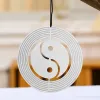 装飾Whirligig 3d Yin Yan Yang Wind Spinnerキャッチャーステンレス鋼風水shui chi wind chimes mirror反射庭園の吊り下げ装飾