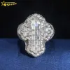 Iced Hip Hop Moisanite Jewelry 925 Sterling Silver Diamond Cross Pendants Baguette Moisanite Diamond Rings for Men Womendesigner Bijoux
