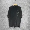 NICHE Fashion Brand Purple Brand 2024 Designer's New Pur075 Vertical Letter Print Washed To Making Old Short Sleeved T Shirt R116W110