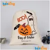 Autres Sacs-cadeaux Halloween Sacs Halloween Grands sacs à main en toile de coton Festives Pumpkin Devil Spider Printed Candy Sac Sac DHW17