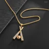 Pendant Necklaces Men's And Women's Fashion Trend Street Style Cubic Zirconia Baseball Bat Necklace Casual Party Accessories