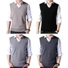 Gilets masculins pour hommes d'âge moyen tricot pull de gilet couleur couleur en V