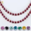 Garnet Red Tennis Chain Bling Hiphop Jewelry Iested VVS Coissanite Diamond Necklace