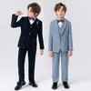 Abitaggio per bambini adolescenti Boy Gentleman Suit per piccolo vestito da giro per giletmot Fotografia abito per esibizione per esibizione per pianoforte (camicia + giacca + gilet + pantaloni + papillon + spilla)