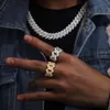 Pass Diamond Tester Punk Style Küba Bağlantı Moissanite Ring 925 STERLING Gümüş Parlak Moda Takı Yüzük Erkekler