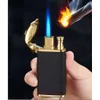 Lighters Wholesale Frosted Crocodile Circulating Without Gas Filling Igniter Windproof Double Flame Lighter Custom