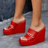 Pantoufles Trileino 2024 sexy super hauts talons de mode sandales chaussures en cuir plate-forme rouge calices d'été peep orteil