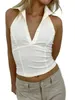 UQ9S Damestanks Camis Women S Slim Fit Crop Top V Neck Cami Top Halter Neck Sliness Going Out Tops Collar Shirts Streetwear (White M) D240427