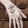 Kedja vintage mode gotiska armband handgjorda spetsar stor kristall handledsslag finger armband armband för kvinnor julklapp