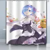 Set Re sıfır anime duş perdesi su geçirmez ev dekor polyester kumaş banyo perdeleri aksesuarlar dekor 180x180cm