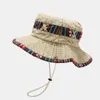 Brede rand hoeden emmer hoeden katoen nationale wind stevige kleur emmer hoed mode joker outdoor reis zon c mannen en vrouwen 15 j240429