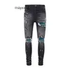 con designer amiiris jeans maschile alla moda alla moda marca lacrima cerotto in pelle viola collare blu elastico slim fit slipties jeans nsmt