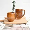 Mugs Wooden large belly cup Japanese style milk water cup with handle beer coffee milk tea cup handmade natural kitchen bar beverage cup J240428