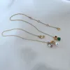 Collier de perle de luxe de mode pour femmes simples fraîches Style de pierre colorée Love Heart Designer Zircon Nature sœur Sailormoon Pendant Colliers Bijoux Gift