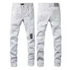 Jeans masculin en jean pourpre roca jeans de mode de mode avec une peinture blanche de la rue top réparation en détresse à basse hauteur pantalon denim skinny j240429