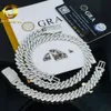 Zuanfa Fine bijoux hip hop glacé Collier de liaison cubaine 13 mm 2 rangées d'épaisseur solide 925 Vvs Silver VVS Moisanite Cuban Chaindesign Bijoux