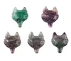 Hangende kettingen 5 stks natuursteen fluoriet kwarts aventurine kristal wolven hoofd hangers charmes voor ketting diy sieraden maken 9919760