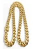 18K Gold Miami Cuban Link Chain Necklace Men Hip Hop Stainless Steel Jewelry Necklaces3058457