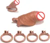 Cage de chasteté réaliste pour le pénis masculin cage lisse kg coq cage dispositifs de chasteté clés jouet sexuel pour les hommes chasteté légère pour les hommes avec des anneaux de 4 tailles (mini)