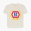 Hoogwaardige originele Rhuder Designer T Shirts Modemerk Wheat Letter Print Casual Loose High Street Style Couple Korte Mouw T -shirt met 1: 1 Logo