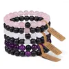 STRAND 2PCS/SET FASOM kralen Lucky Bracelet Natural Stone White Howlit Rose Quartz kralen armbanden voor vrouwelijke mannen Energie sieraden geschenk