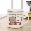 Tazas nuevas de durazno y goma gato copa de café taza de té de té lindo animal desayuno de animal copa de leche pareja regalo j240428