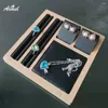 Jewelry Pouches Wood Ring Earrings Display Tray Bangle Organizer Cufflink Stud Storage Holder Showcase Necklace Pendant Case