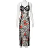 Women Beach Dress Cover Up For Outfit Leopard Print Rose Lace Halter Slit Spandex Pareo Swimwear Bikini 2024 Wear Summer