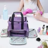 Bolsas de armazenamento Organizador de viagens de bolsas de unha de camada dupla, ponto de costura reforçado destacável para conjuntos de manicure transportando maquiagem da caixa