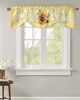 Vorhang Blume Biene Tier Bienenstock gelbe Fenster Wohnzimmer Küchenschrank Binsenvalance-Stange Tasche