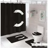 Cortinas de chuveiro Conjuntos de impressão de três peças de três peças devem definir banheiro anti-pêlo anti-pee desodorante tapetes de banheiro de banheiro entrega de gota ho otccq