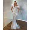 Ebi aso rozmiar plus arabski błyszcząca syrena seksowna suknia ślubna Sheer szyi z koralikami suknie ślubne sukienki Zj es
